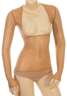 Belly Body Stocking White with Sparkly Silver Glitter Hold Control Dance wear