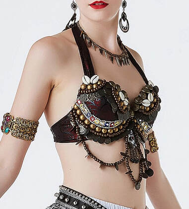 Inspiration for decorating a Bra for Tribal Style Belly Dance